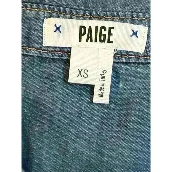 Paige denim long sleeved button up collared fall blouse size xs women’s blue - Picture 4 of 8